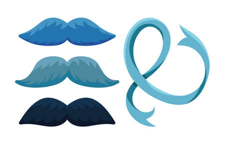 set of movember prostate cancerのイラスト素材