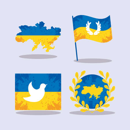 pray for Ukraine, icon setのイラスト素材