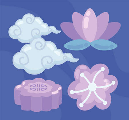 Mid Autumn Festival, icon setのイラスト素材