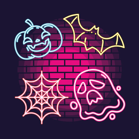 neon halloween designのイラスト素材