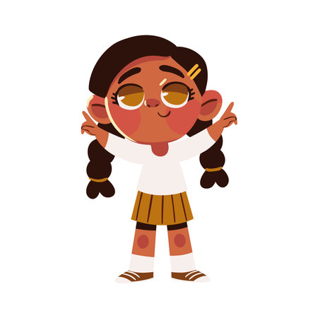 cartoon little girlのイラスト素材