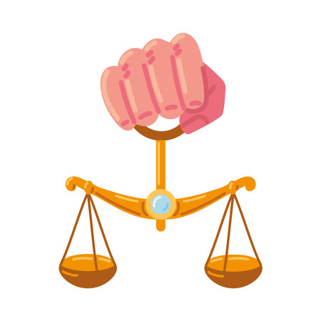 hand with scale justiceのイラスト素材