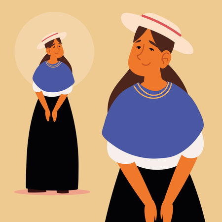 bolivian woman in dress traditionalのイラスト素材