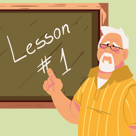 male teacher and blackboardのイラスト素材