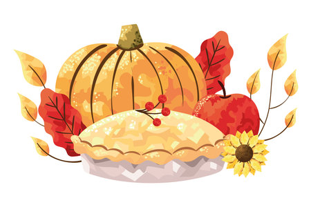 Happy thanksgiving foodのイラスト素材