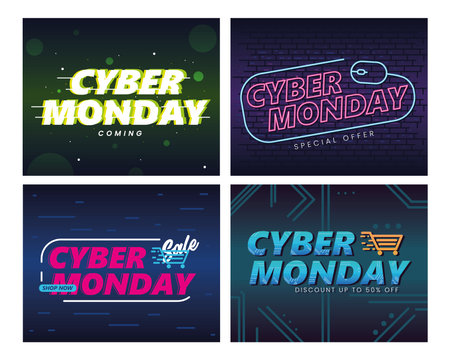 set of cyber mondayのイラスト素材