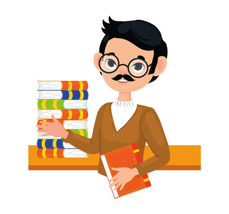 teacher man with glassesのイラスト素材