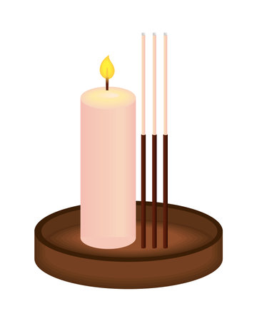 candle and incense sticksのイラスト素材