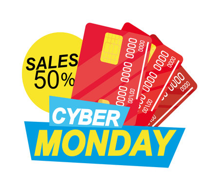 cyber monday bank credit cardsのイラスト素材