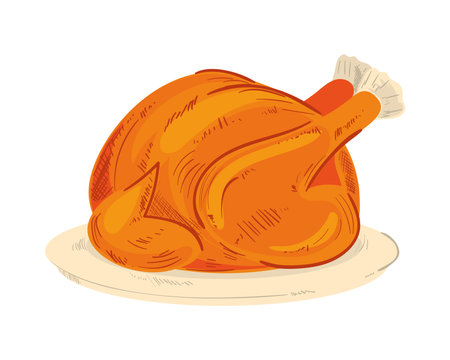 roasted turkey mealのイラスト素材