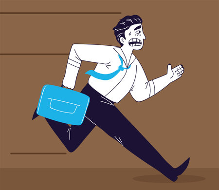running businessman with briefcaseのイラスト素材
