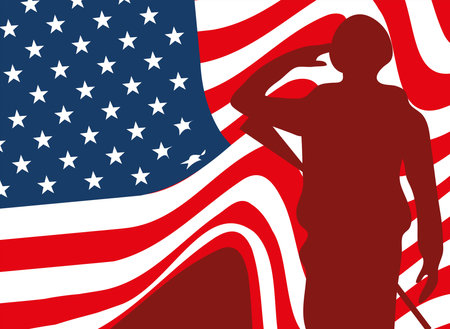 veterans day, saluting soldierのイラスト素材