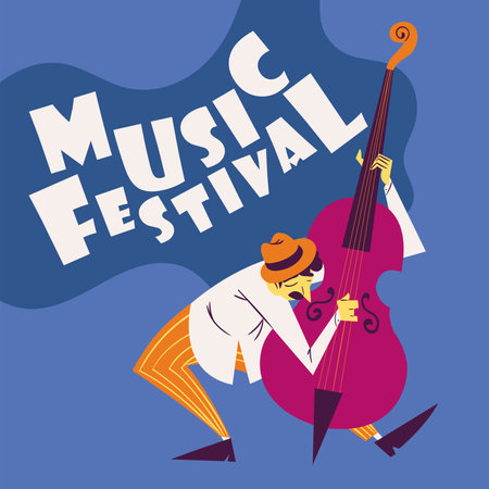 music festival poster, musician with celloのイラスト素材
