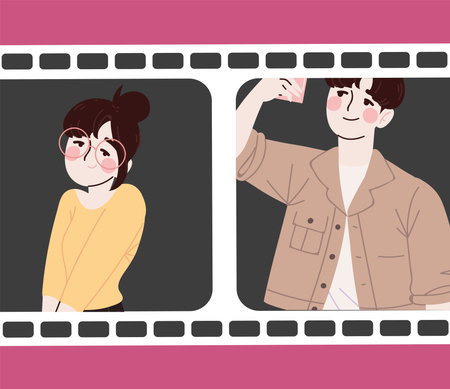 korean man and womanのイラスト素材