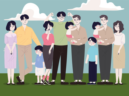 korean family portraitのイラスト素材