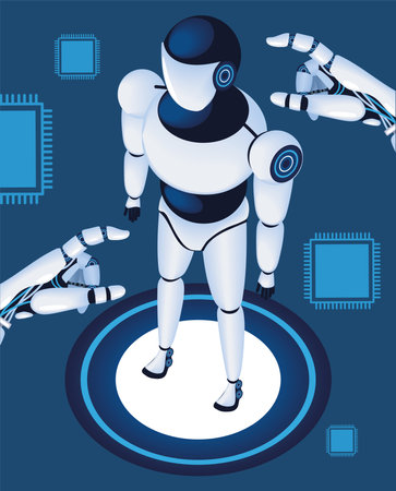 automation robot AI technologyのイラスト素材