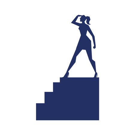 business woman on stairs, paper artのイラスト素材
