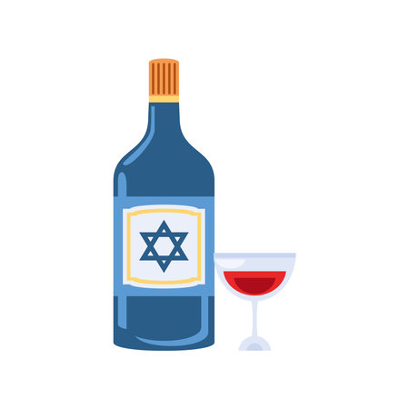 wine and glass hanukkah iconのイラスト素材