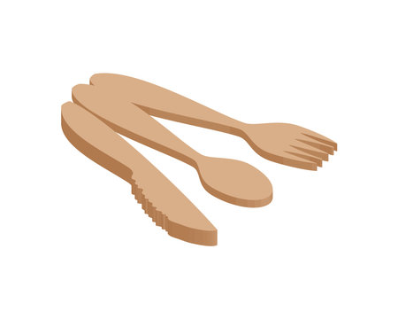 isometric eco cutleryのイラスト素材