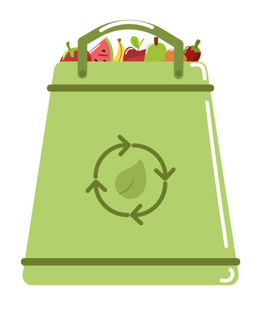 eco grocery bag and foodのイラスト素材