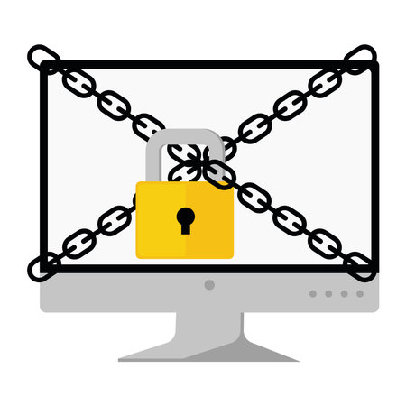 computer closed padlockのイラスト素材