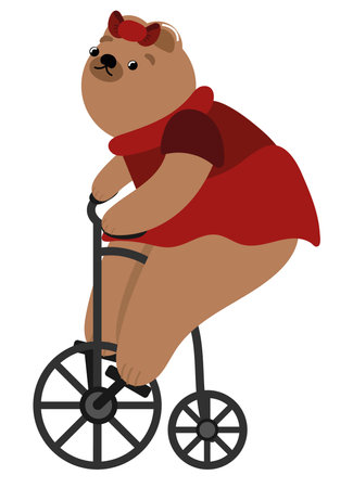 cute bear riding bikeのイラスト素材