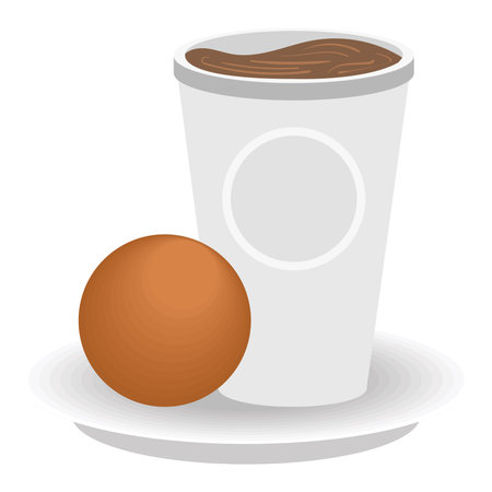 breakfast chocolate with breadのイラスト素材