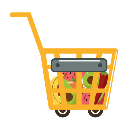 grocery food in cartのイラスト素材