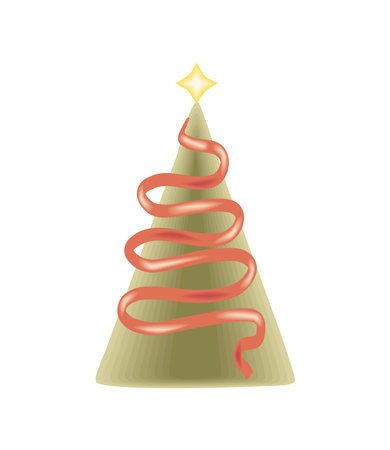 christmas tree with ribbonのイラスト素材