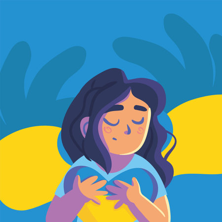 Ukraine no war, woman with heartのイラスト素材