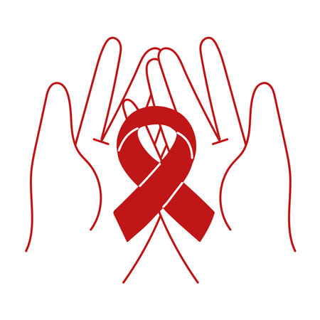 hands with red ribbon AIDS