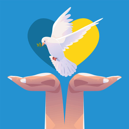fly dove Ukraine no warのイラスト素材