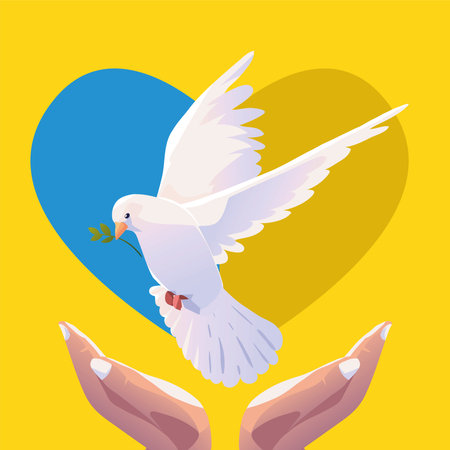 Ukraine no war, dove and heartのイラスト素材