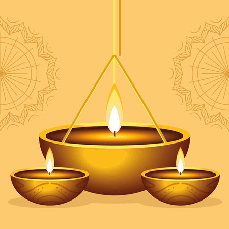 Diwali traditional lampsのイラスト素材