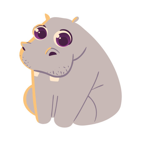 hippo cute animalのイラスト素材