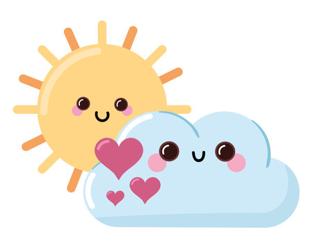 sun and cloud kawaii weatherのイラスト素材