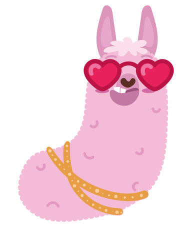 llama with heart glassesのイラスト素材