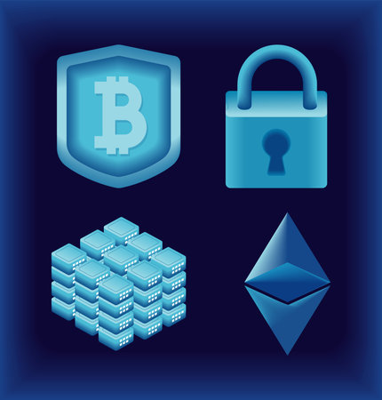 icons Cryptocurrency and blockchainのイラスト素材