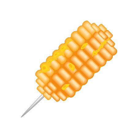 grill corn in stickのイラスト素材