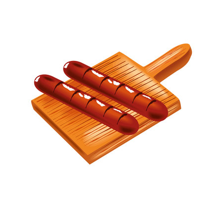bbq sausages on cutting boardのイラスト素材