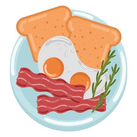 breakfast bacon egg and breadのイラスト素材