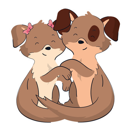 couple dogs animalsのイラスト素材