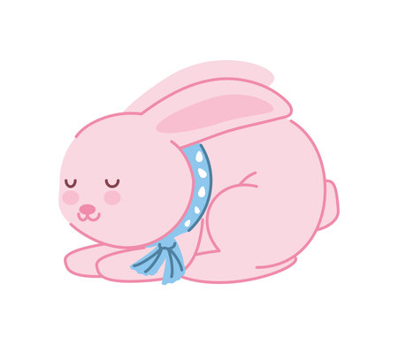 bunny and blue scarfのイラスト素材