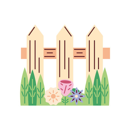 fence and flowersのイラスト素材