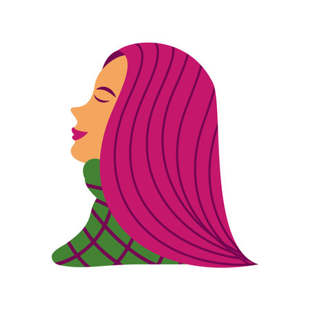 woman profile characterのイラスト素材