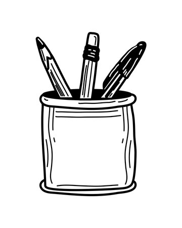pencils on cup supply doodleのイラスト素材