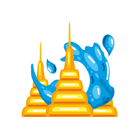 thailand temple and waterのイラスト素材