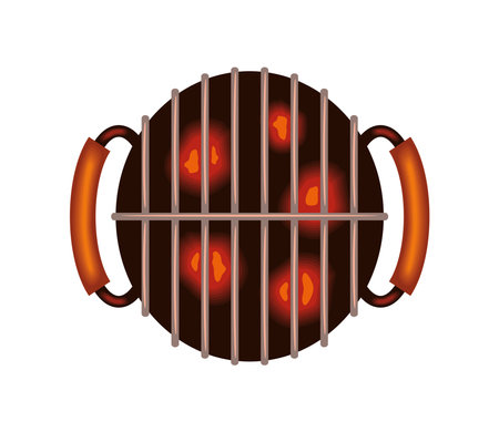 grill and burning charcoalのイラスト素材