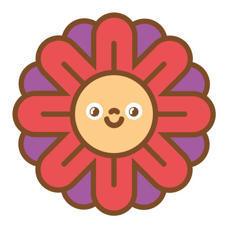 smiley in flower retroのイラスト素材
