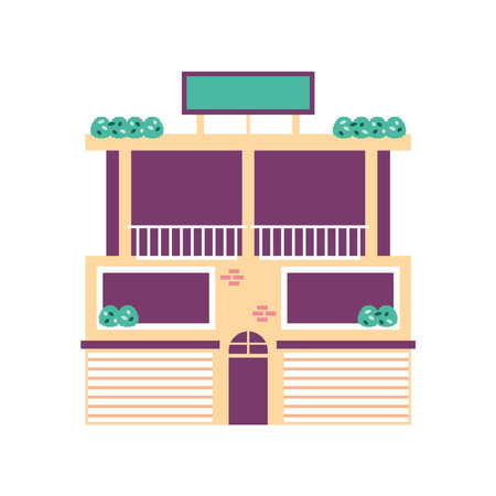 commercial building flatのイラスト素材